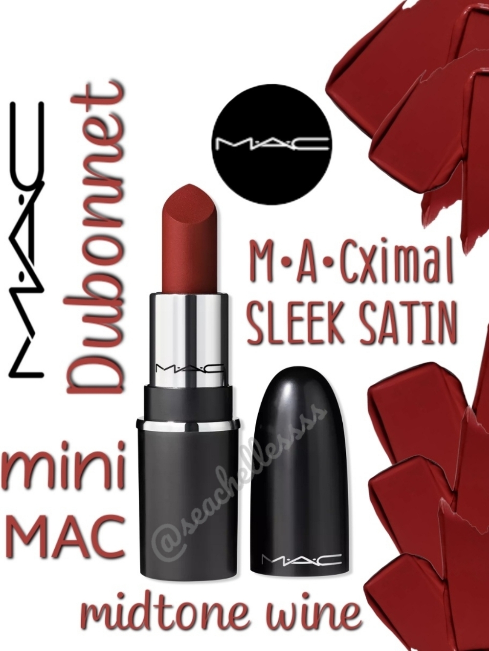 MAC Cosmetics Sleek Satin Mini Lipstick Dubonnet Midtone Wine Brand New In Box